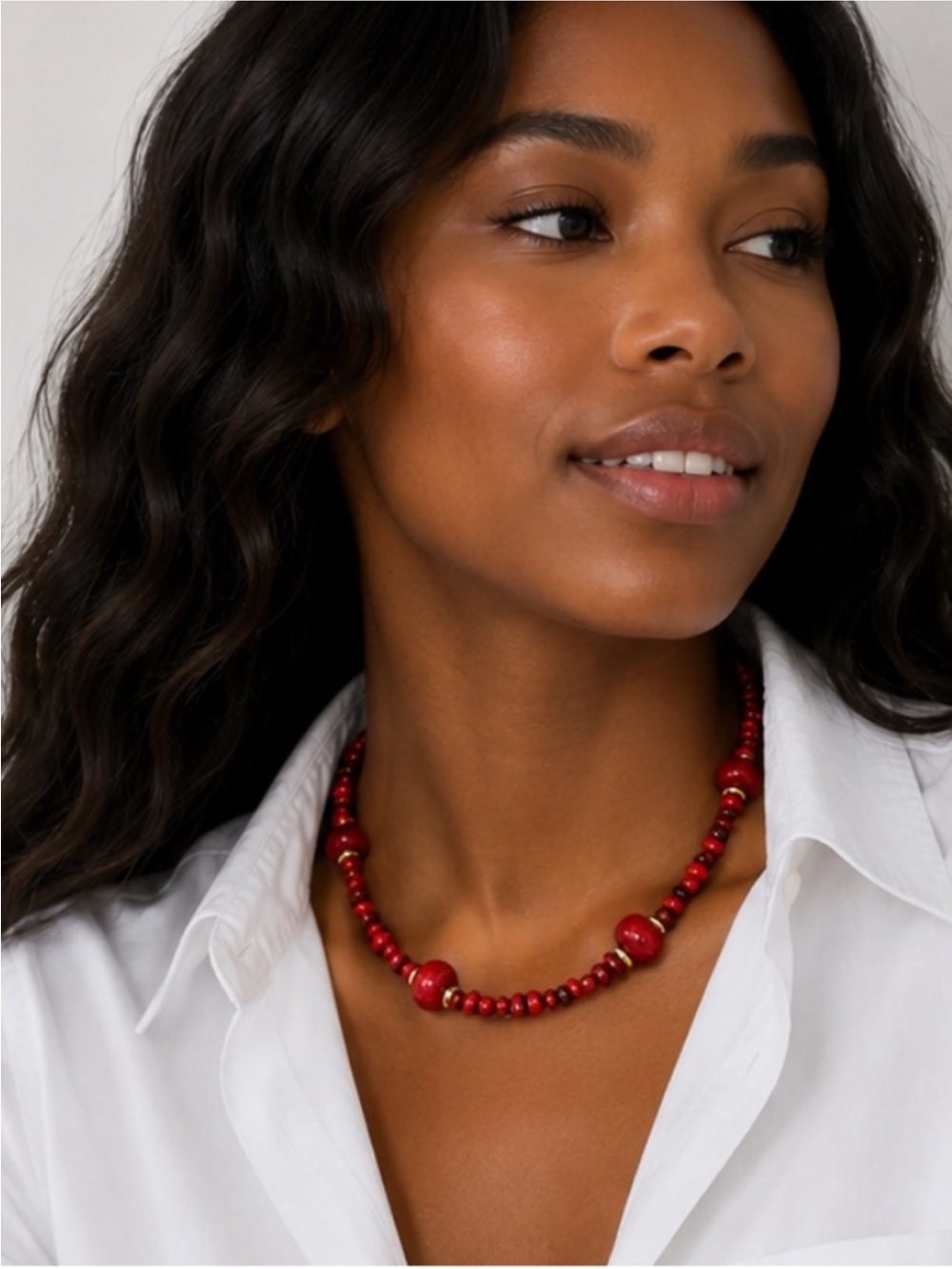 New! Red Mixed Bead Dopamine Necklace NWOT 1059